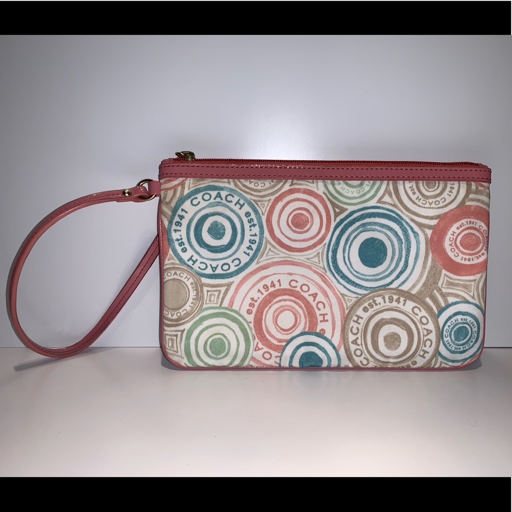 Coach large multi colored wristlet